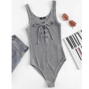 Grey Ribbed Body Suit